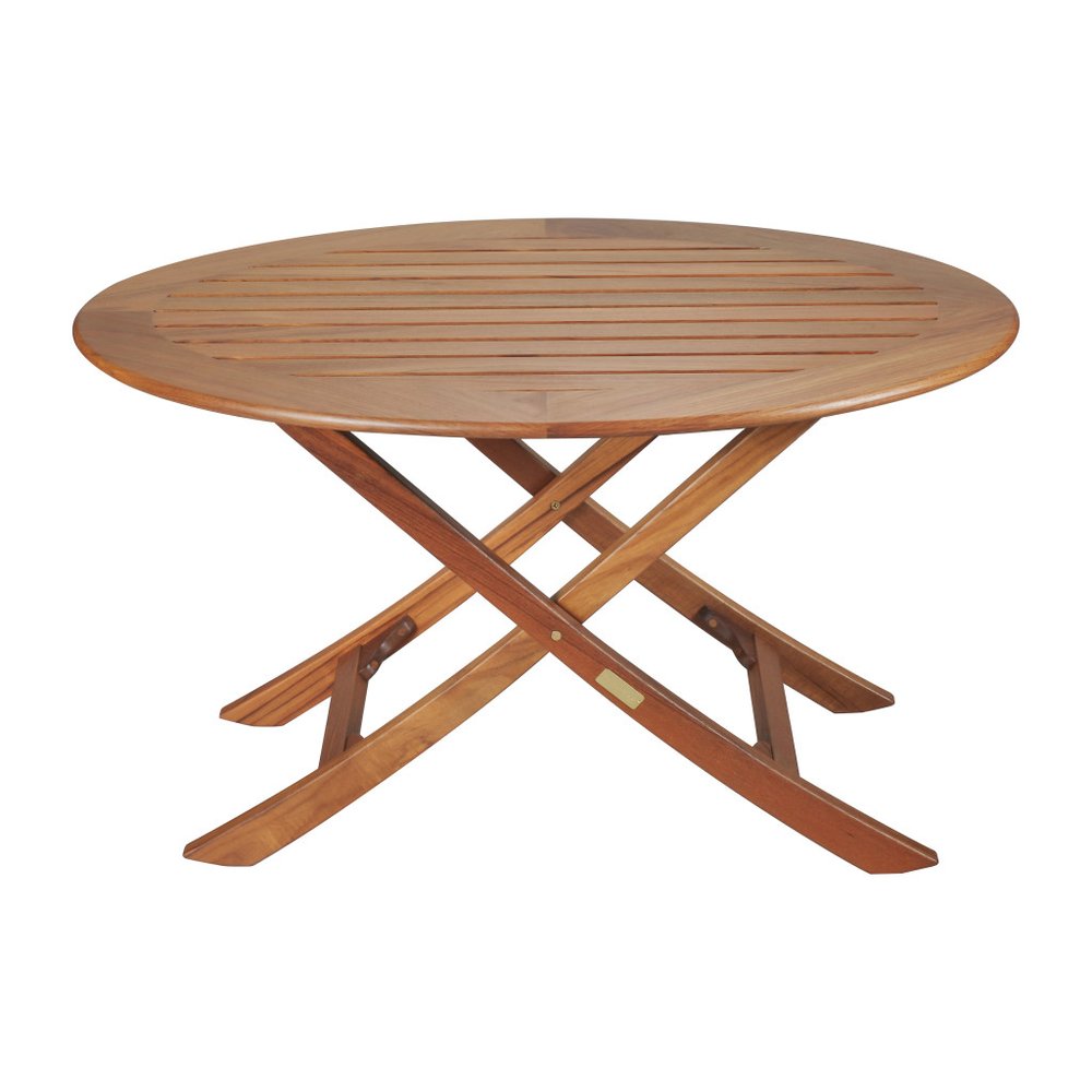 40" Brown Oval Solid Wood Folding Outdoor Side Table