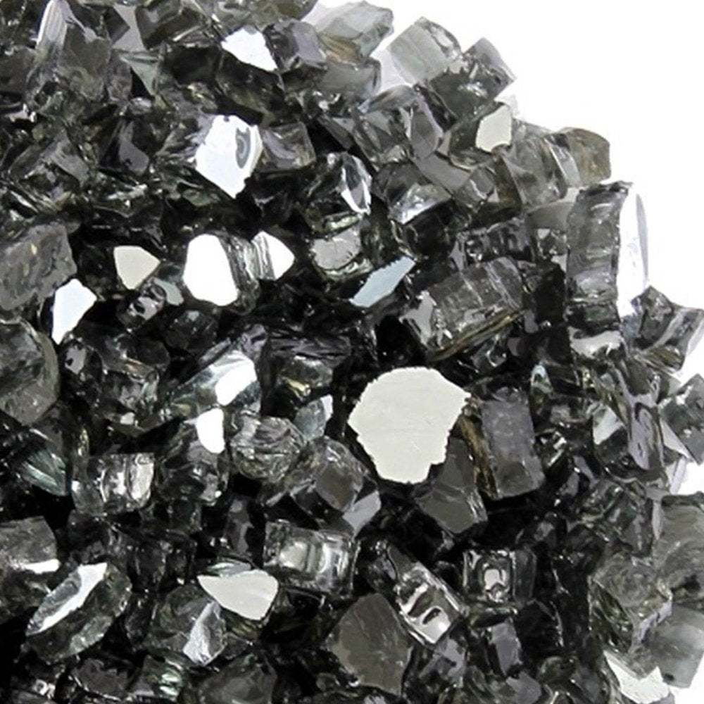 Black Round Reflective Fire Pit Glass