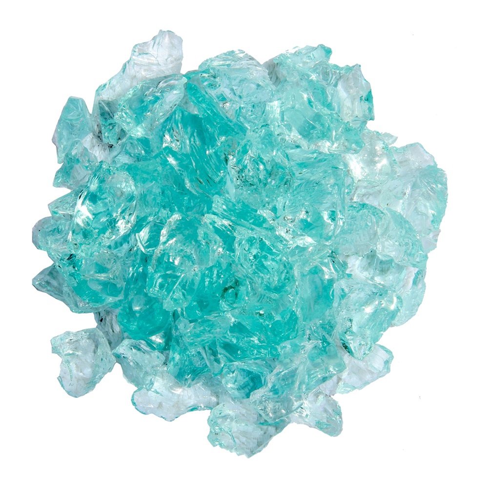 Aqua Round Reflective Fire Pit Glass