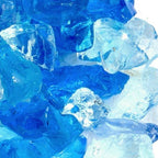 Blue Round Reflective Fire Pit Glass