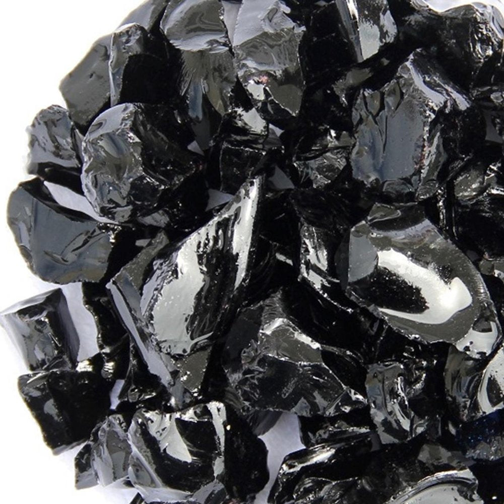 Black Round Reflective Fire Pit Glass