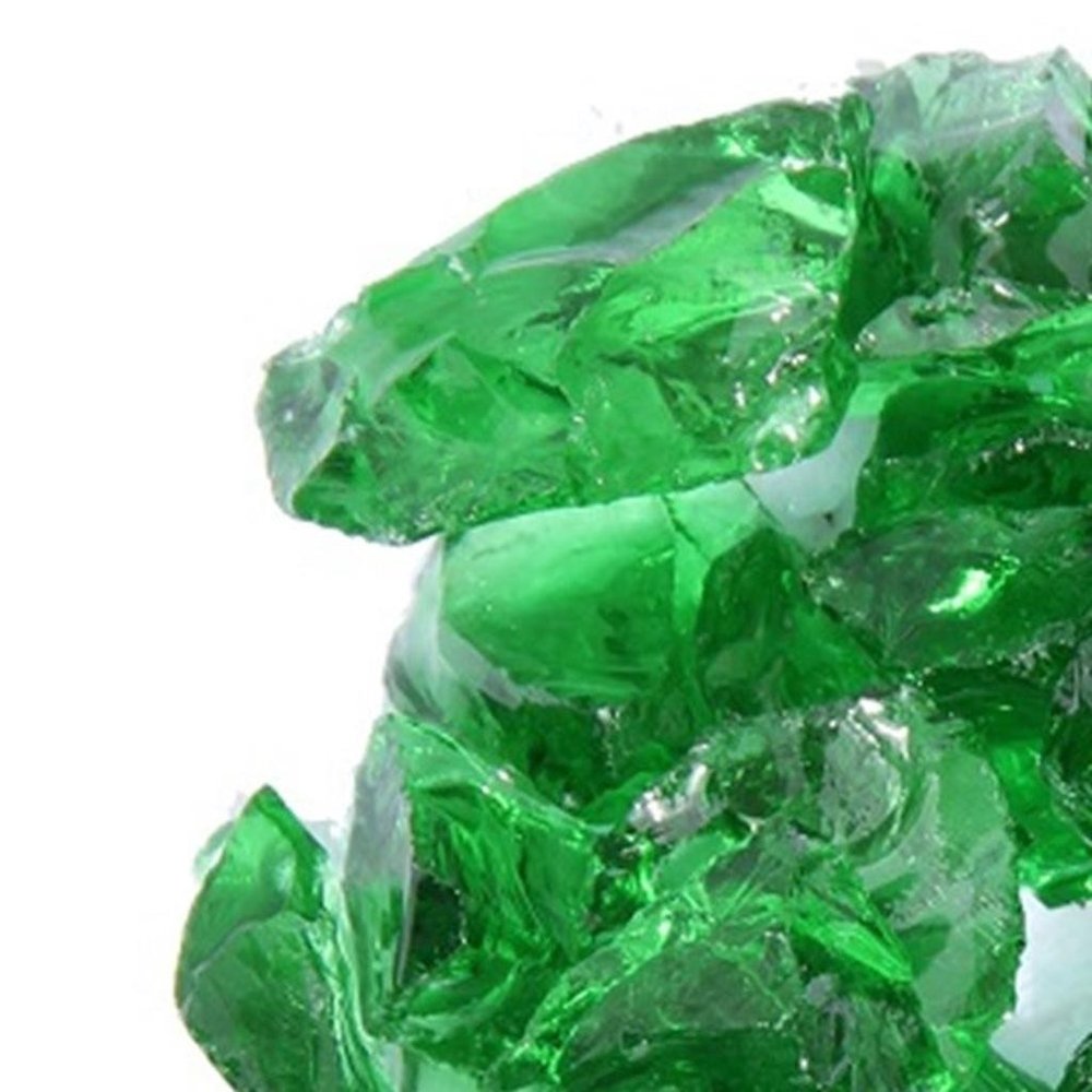 Green Round Reflective Fire Pit Glass