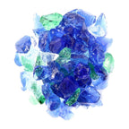 Blue And Green Round Reflective Fire Pit Glass