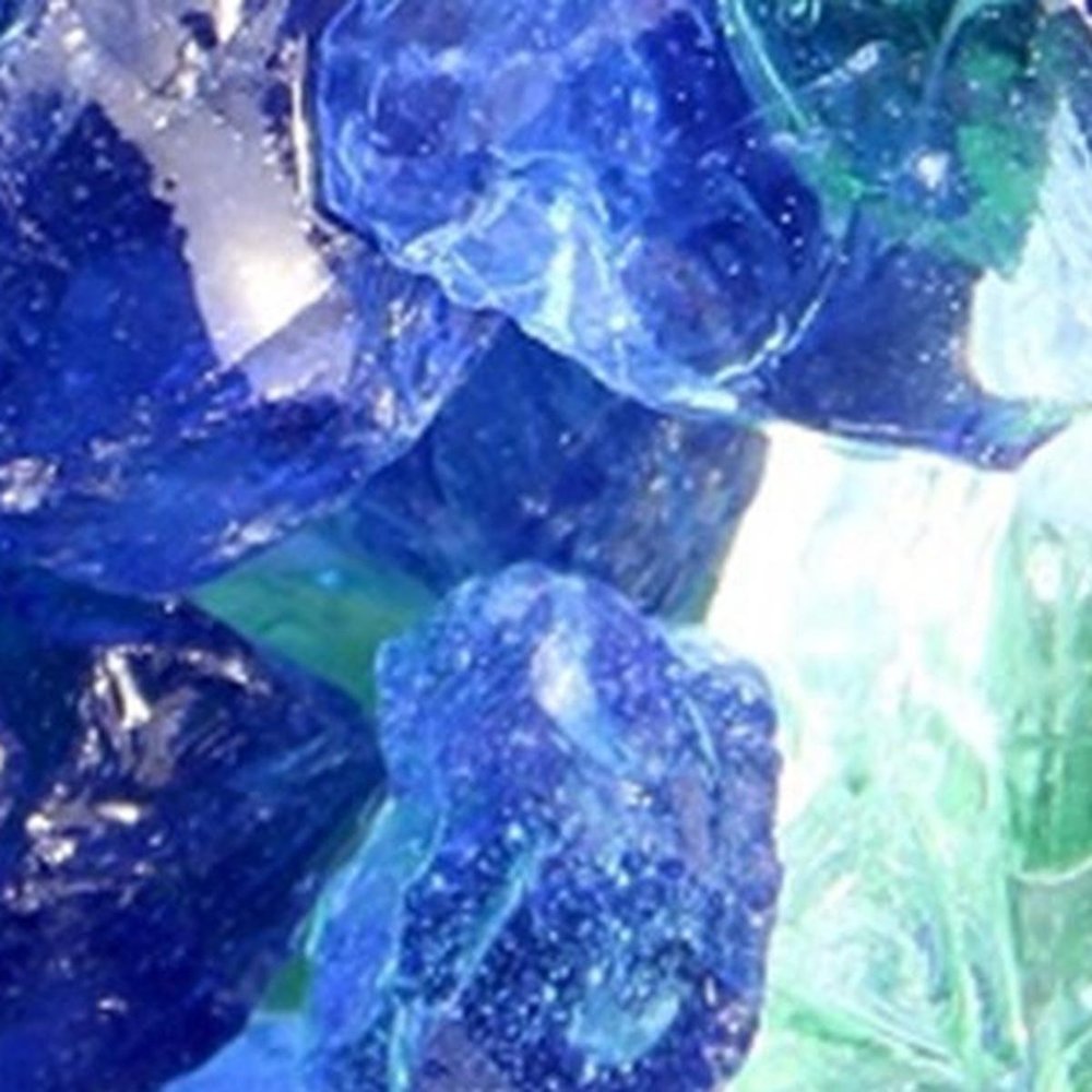 Blue And Green Round Reflective Fire Pit Glass