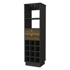 18" Black Wood and Solid Wood Bar Cabinet With Two Drawers