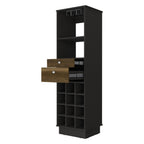18" Black Wood and Solid Wood Bar Cabinet With Two Drawers