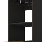 18" Black Wood and Solid Wood Bar Cabinet With Two Drawers