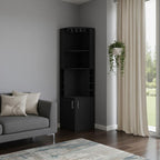 18" Black Wood Corner Bar Cabinet With Two Doors