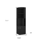 18" Black Wood Corner Bar Cabinet With Two Doors