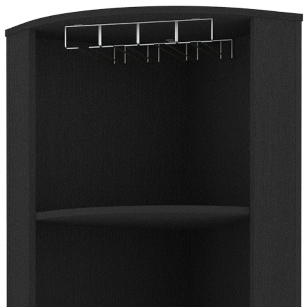 18" Black Wood Corner Bar Cabinet With Two Doors