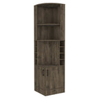 18" Dark Brown Wood Corner Bar Cabinet With Two Doors