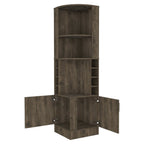 18" Dark Brown Wood Corner Bar Cabinet With Two Doors