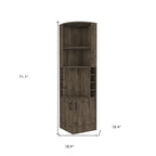 18" Dark Brown Wood Corner Bar Cabinet With Two Doors