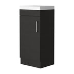 16" Black Wood Freestanding Single Door Bathroom Vanity With White Sink