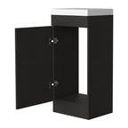 16" Black Wood Freestanding Single Door Bathroom Vanity With White Sink
