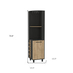 18" Black and Natural Wood Corner Bar Cabinet With Single Door