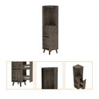 73" Dark Brown Wood Corner Bar Cabinet With One Drawer