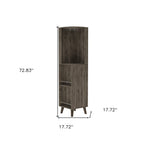 73" Dark Brown Wood Corner Bar Cabinet With One Drawer