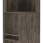 73" Dark Brown Wood Corner Bar Cabinet With One Drawer