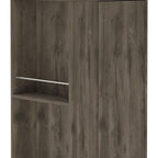 73" Dark Brown Wood Corner Bar Cabinet With One Drawer