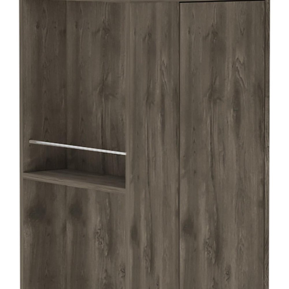 73" Dark Brown Wood Corner Bar Cabinet With One Drawer