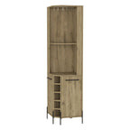 71" Natural Wood Corner Bar Cabinet With Two Doors