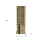 71" Natural Wood Corner Bar Cabinet With Two Doors