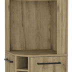 71" Natural Wood Corner Bar Cabinet With Two Doors