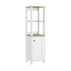 16" White And Natural Wood Freestanding Single Door Bathroom Vanity