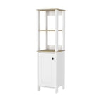 16" White And Natural Wood Freestanding Single Door Bathroom Vanity