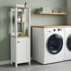 16" White And Natural Wood Freestanding Single Door Bathroom Vanity