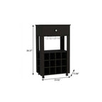 Black Rolling Bar Cart With Wine Storage