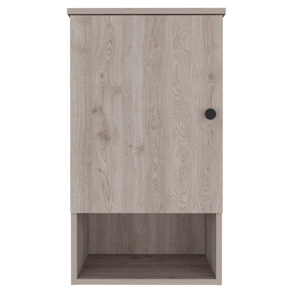 16" Light Gray Wood Floating Single Door Bathroom Vanity And Medicine Cabinet
