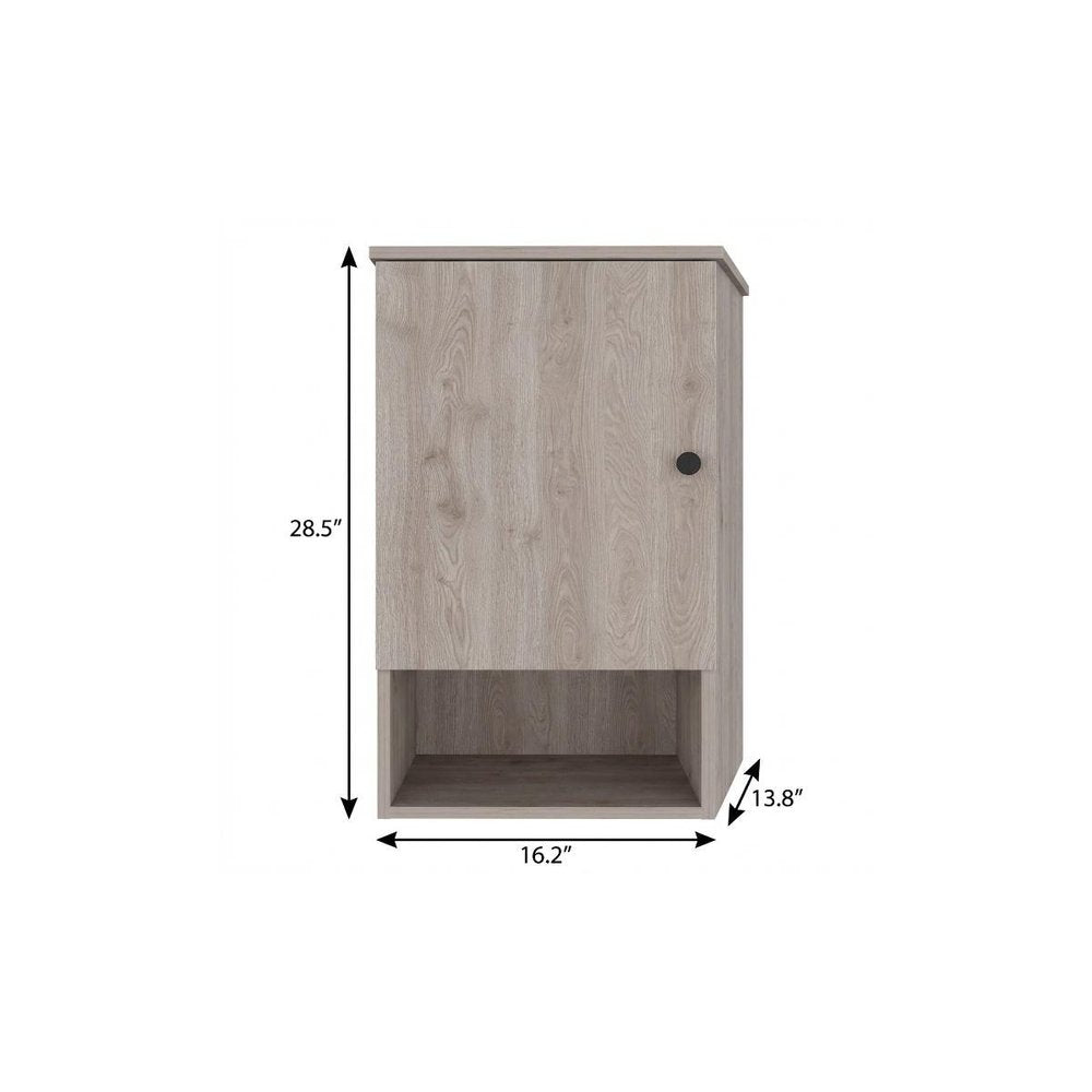 16" Light Gray Wood Floating Single Door Bathroom Vanity And Medicine Cabinet