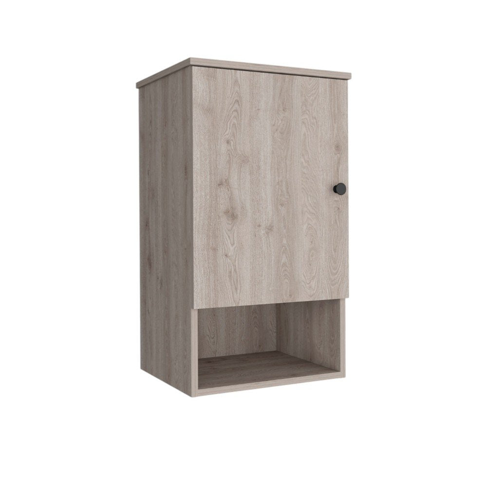 16" Light Gray Wood Floating Single Door Bathroom Vanity And Medicine Cabinet