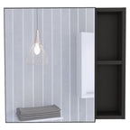 20" Black Wood Floating Single Door Bathroom Vanity And Medicine Cabinet With Mirror