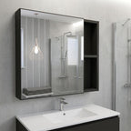 20" Black Wood Floating Single Door Bathroom Vanity And Medicine Cabinet With Mirror