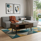 40" Brown And Black Coffee Table With Drawer And Shelf