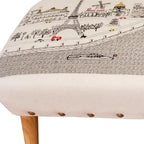 38" Cream Wool And Brown Ottoman