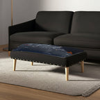 38" Gray Wool and Brown Ottoman