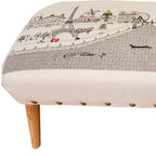 38" Cream Wool and Brown Ottoman