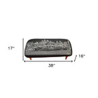38" Black Wool and Brown Ottoman