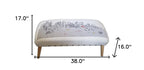 38" Cream And Natural Boston Daytime Skyline Embroidered Ottoman