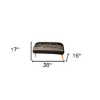 38" Gray Wool and Brown Ottoman