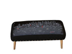 38" Gray Wool and Brown Ottoman