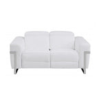 Two Piece White Italian Leather Five Person Seating Set