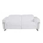 Two Piece White Italian Leather Five Person Seating Set