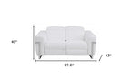 Two Piece White Italian Leather Five Person Seating Set