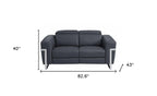 Two Piece Indoor Dark Gray Italian Leather Five Person Seating Set