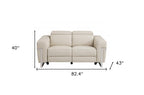 Two Piece Indoor Beige Italian Leather Five Person Seating Set
